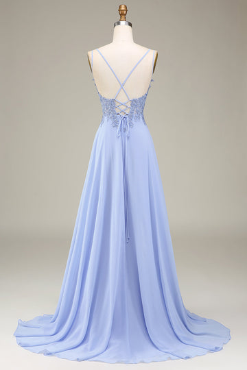 A-Line Lavender Long Ball Dress with Appliques